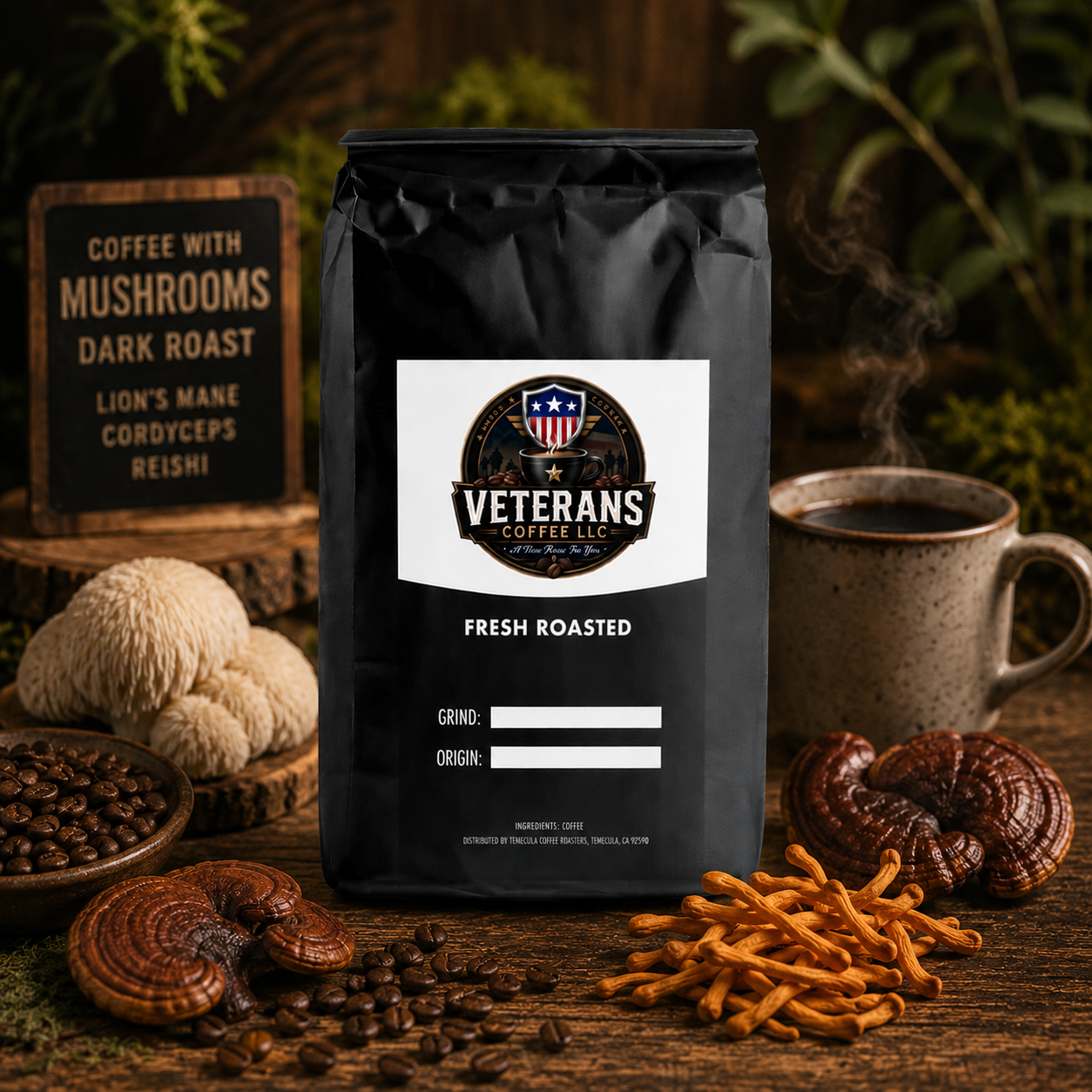Coffee with Mushrooms Dark Roast